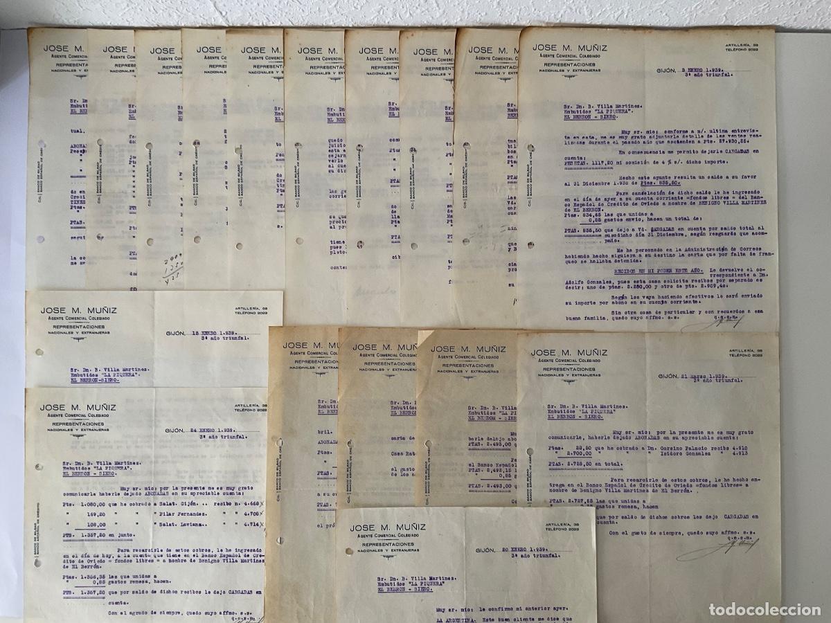 Cartas comerciales: Lote de 17 cartas comerciales Gij&oacute;n 1939