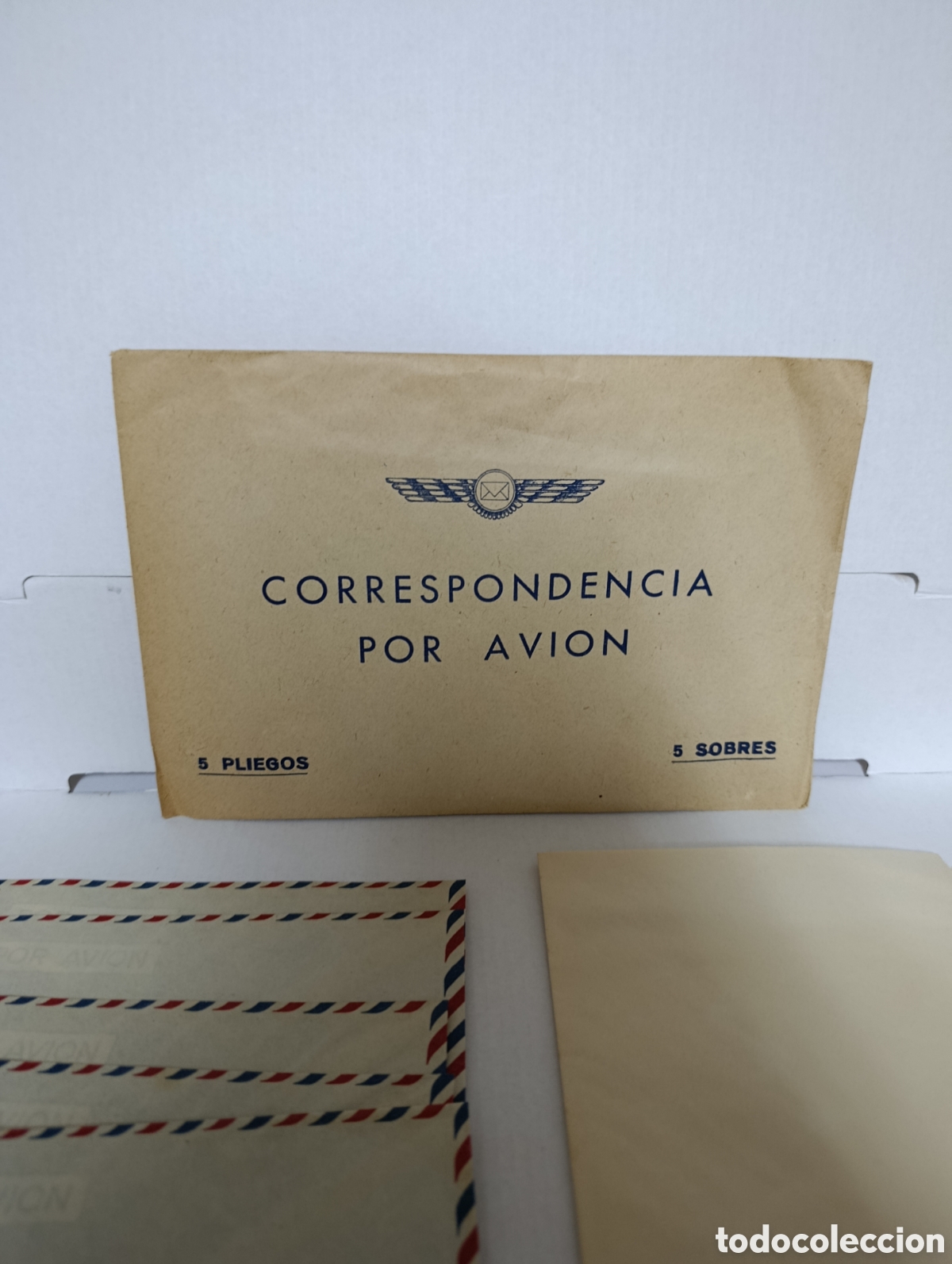 Cartas comerciales: 5 sobres de correo a&eacute;reo y 5 pliegos. - Foto 2
