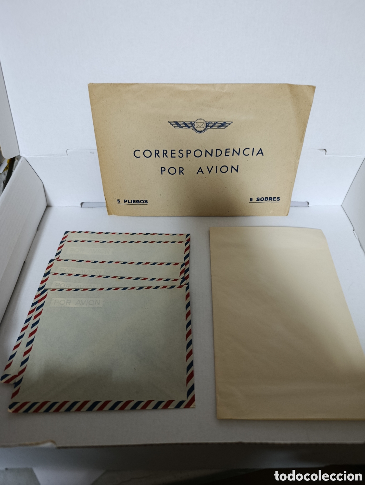 Cartas comerciales: 5 sobres de correo a&eacute;reo y 5 pliegos. - Foto 1