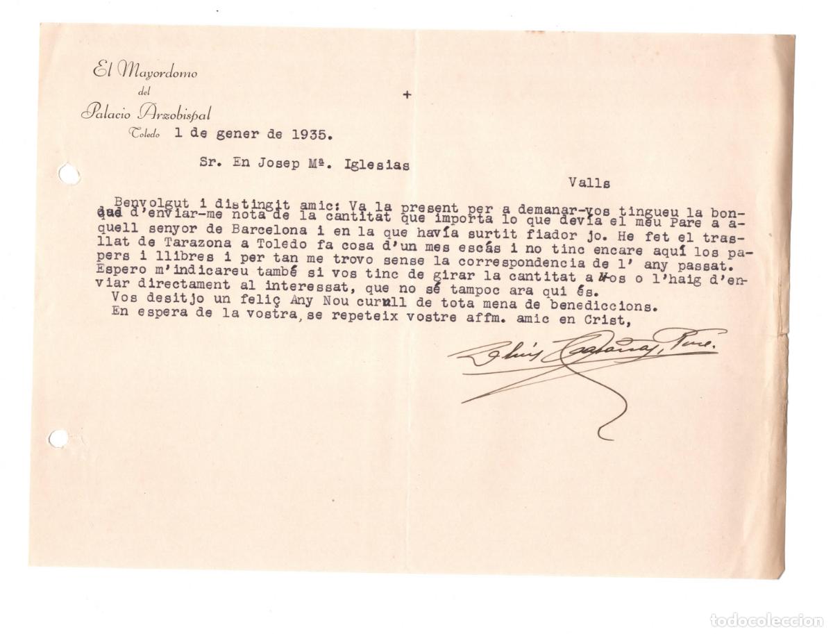 Cartas comerciales: Carta Mayordomo del Palacio Arzobispal de Toledo &ndash; Rep&uacute;blica Toledo 1935 &ndash; Espa&ntilde;a