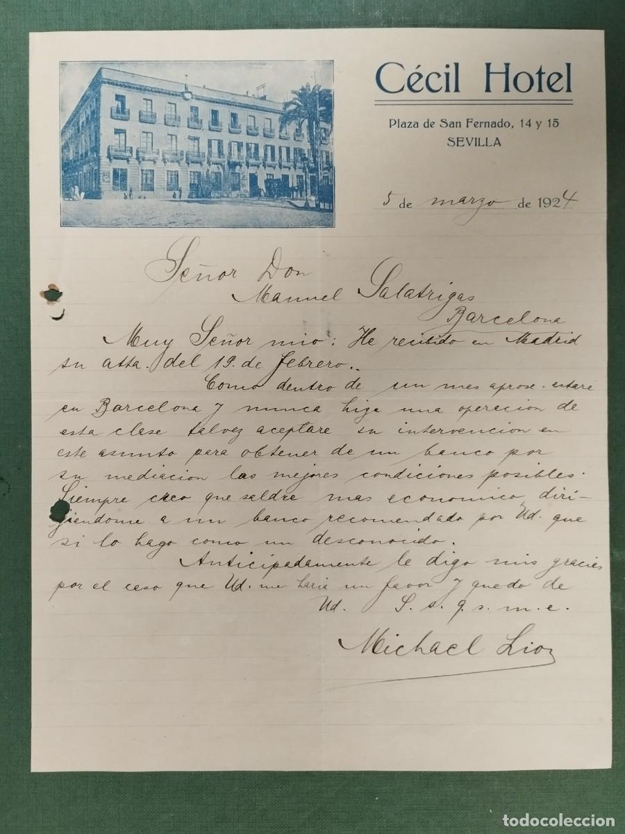 Cartas comerciales: CARTA COMERCIAL HOTEL CECIL SEVILLA 1924