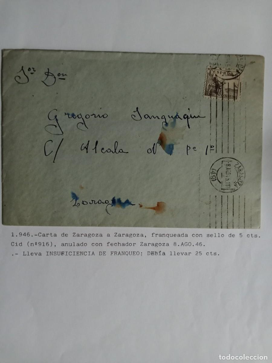 Cartas comerciales: ESPA&Ntilde;A A&Ntilde;O 1946, CARTA CIRCULADA EN EL INTERIOR DE ZARAGOZA, SEG&Uacute;N TEXTO.
