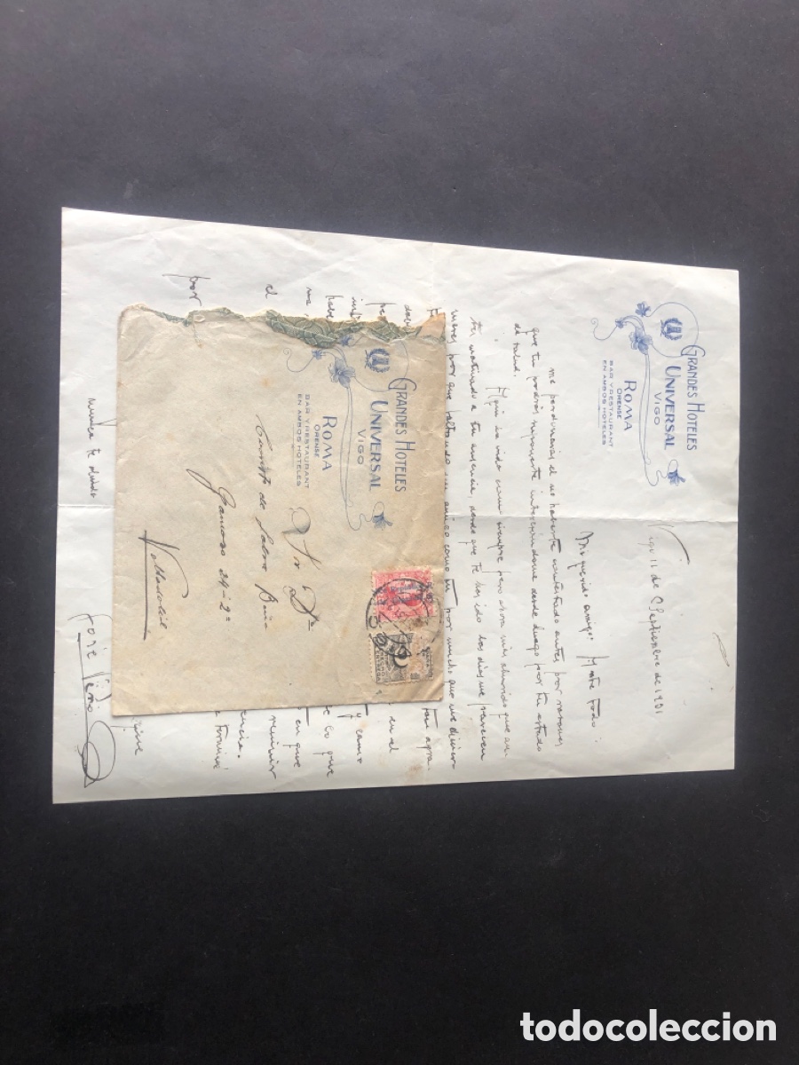 Cartas comerciales: Antigua y rara carta con sobre Hotel Universal VIGO