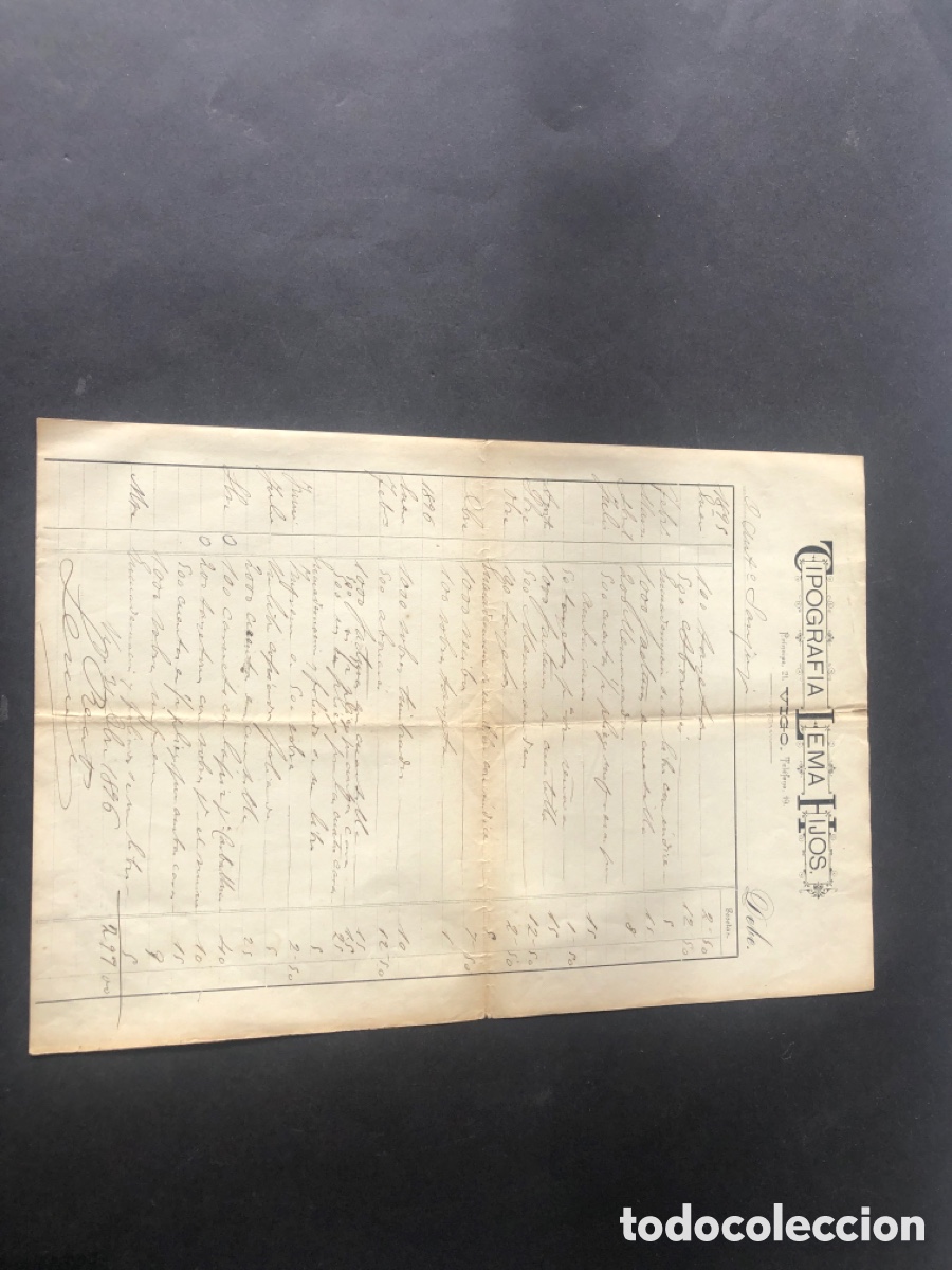 Cartas comerciales: Antigua y rara carta comercial Tipograf&iacute;a Lema Hijos VIGO dirigida a Antonio Sanjurjo