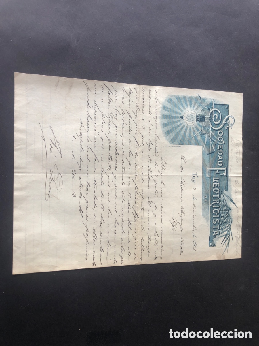 Cartas comerciales: Antigua carta comercial SOCIEDAD ELECTRICISTA DE TUY dirigida a Antonio Sanjurjo VIGO