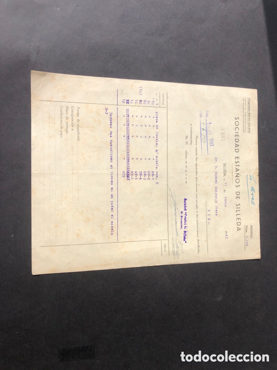 Cartas comerciales: Carta comercial SOCIEDAD ESTA&Ntilde;OS DE SILLEDA Pontevedra dirigida a Vigo