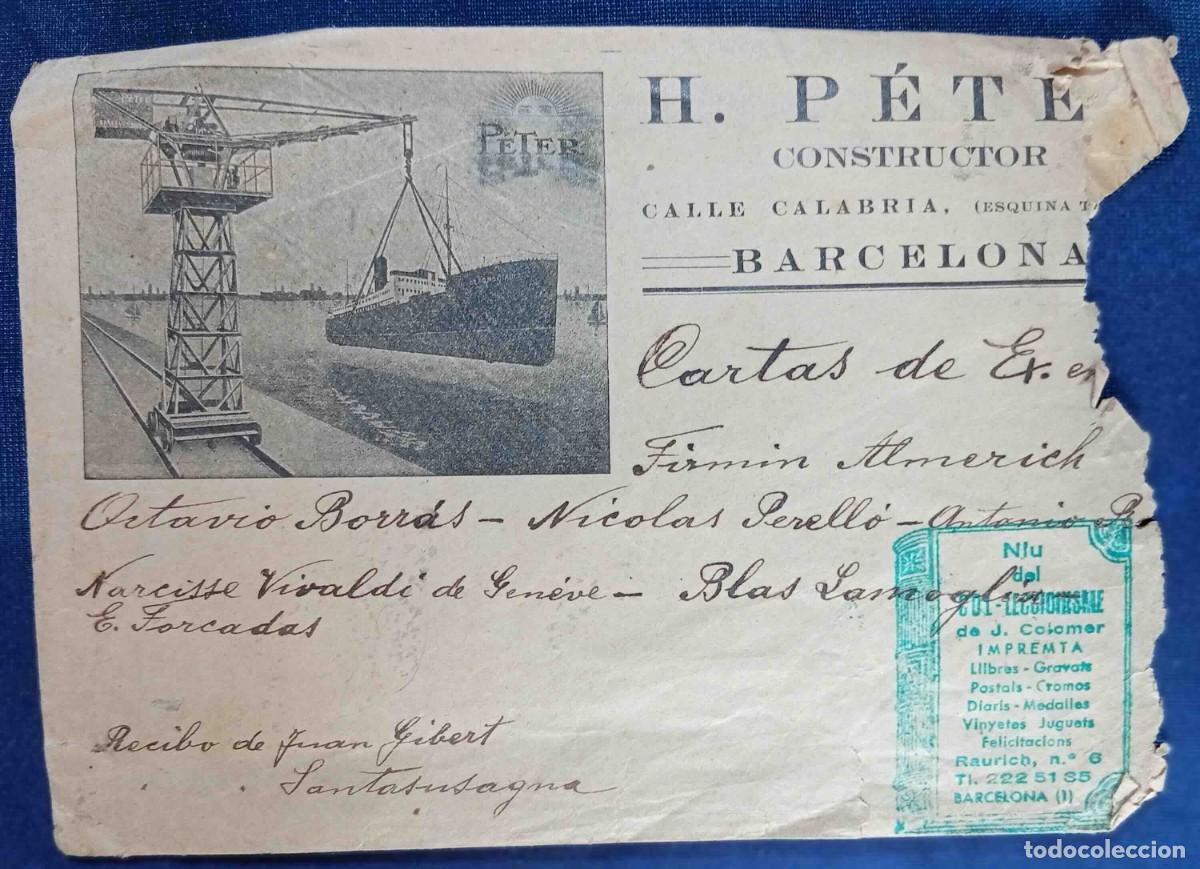 Cartas comerciales: SOBRE ABIERTO DE LA EMPRESA H. PETER, CONSTRUCTOR