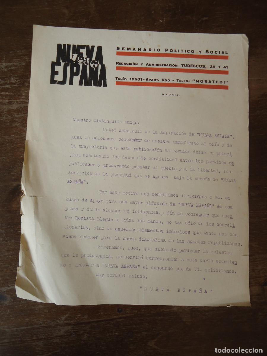 Cartas comerciales: Nueva Espa&ntilde;a. 1930. Semanario pol&iacute;tico y social.