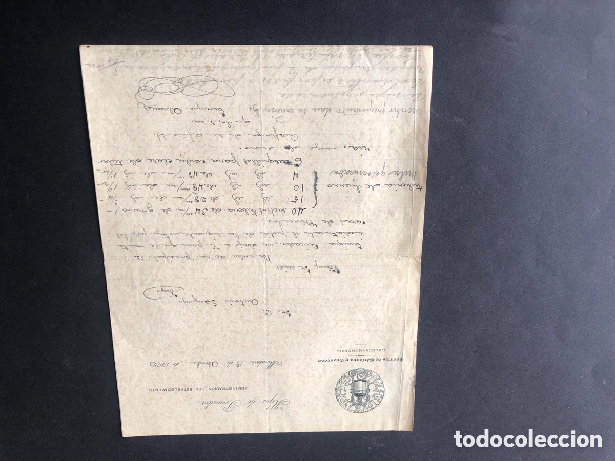 Cartas comerciales: Carta comercial AGUAS DE MONDARIZ , HIJOS DE TRONCOSO , FUENTES DE GANDARA Y TRONCOSO VIGO