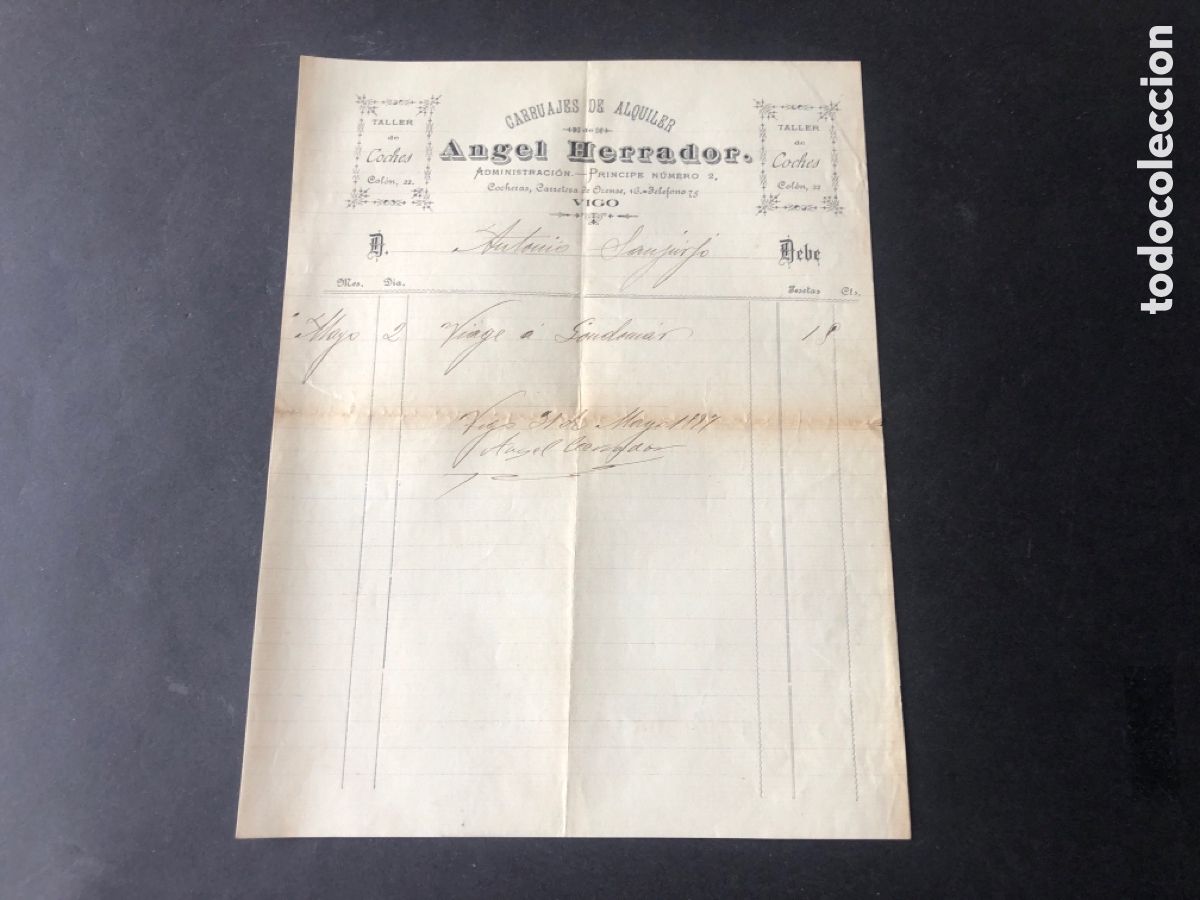 Cartas comerciales: Carta comercial muy rara carruajes de alquiler ANGEL HERRADOR VIGO