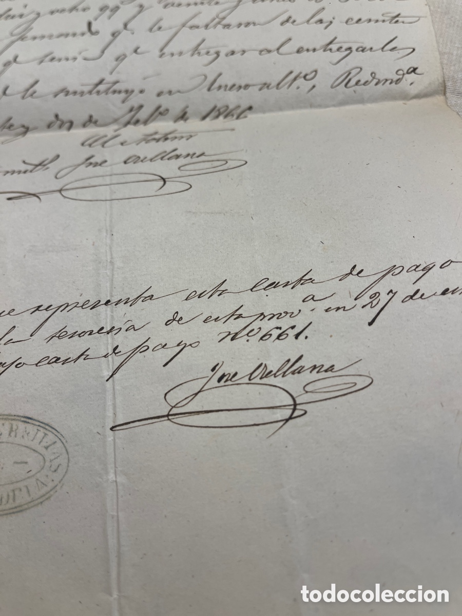 Cartas comerciales: Carta de pago manuscrita 1866 - Foto 3