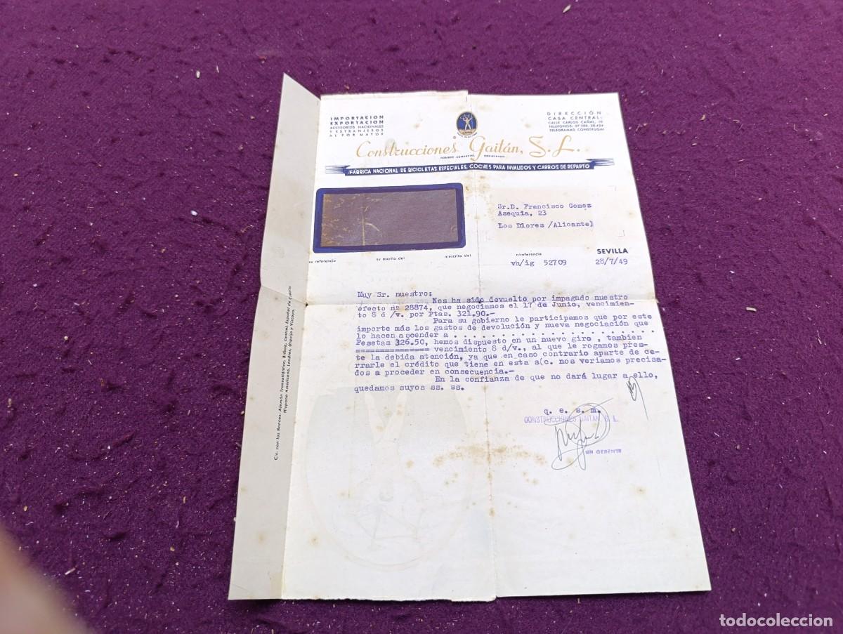 Cartas comerciais: 1949, Antigua Carta Comercial con membrete de empresa, Construcciones Gait&aacute;n