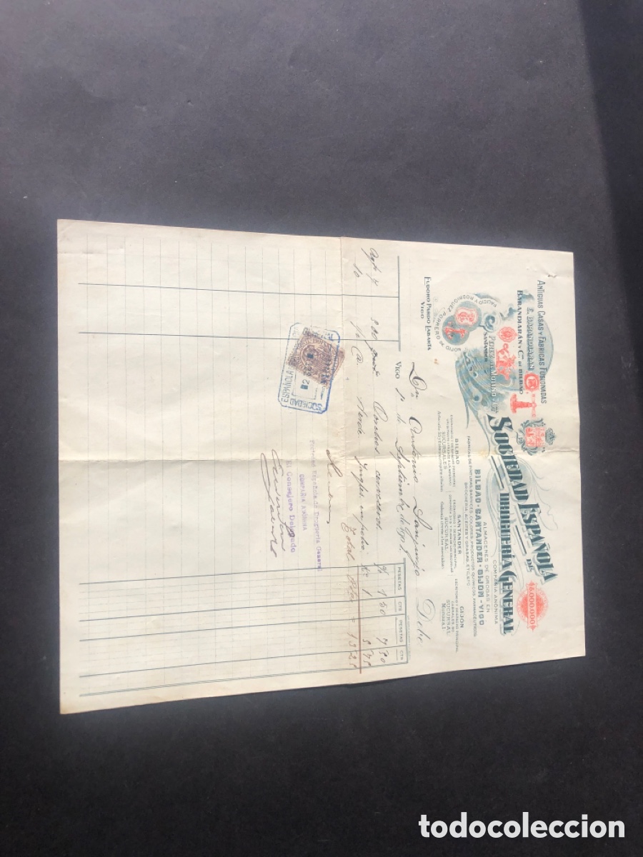 Cartas comerciales: Carta comercial SOCIEDAD ESPA&Ntilde;OLA DE DROGUERIA GENERAL EUDORIO PARDO LABARTA VIGO