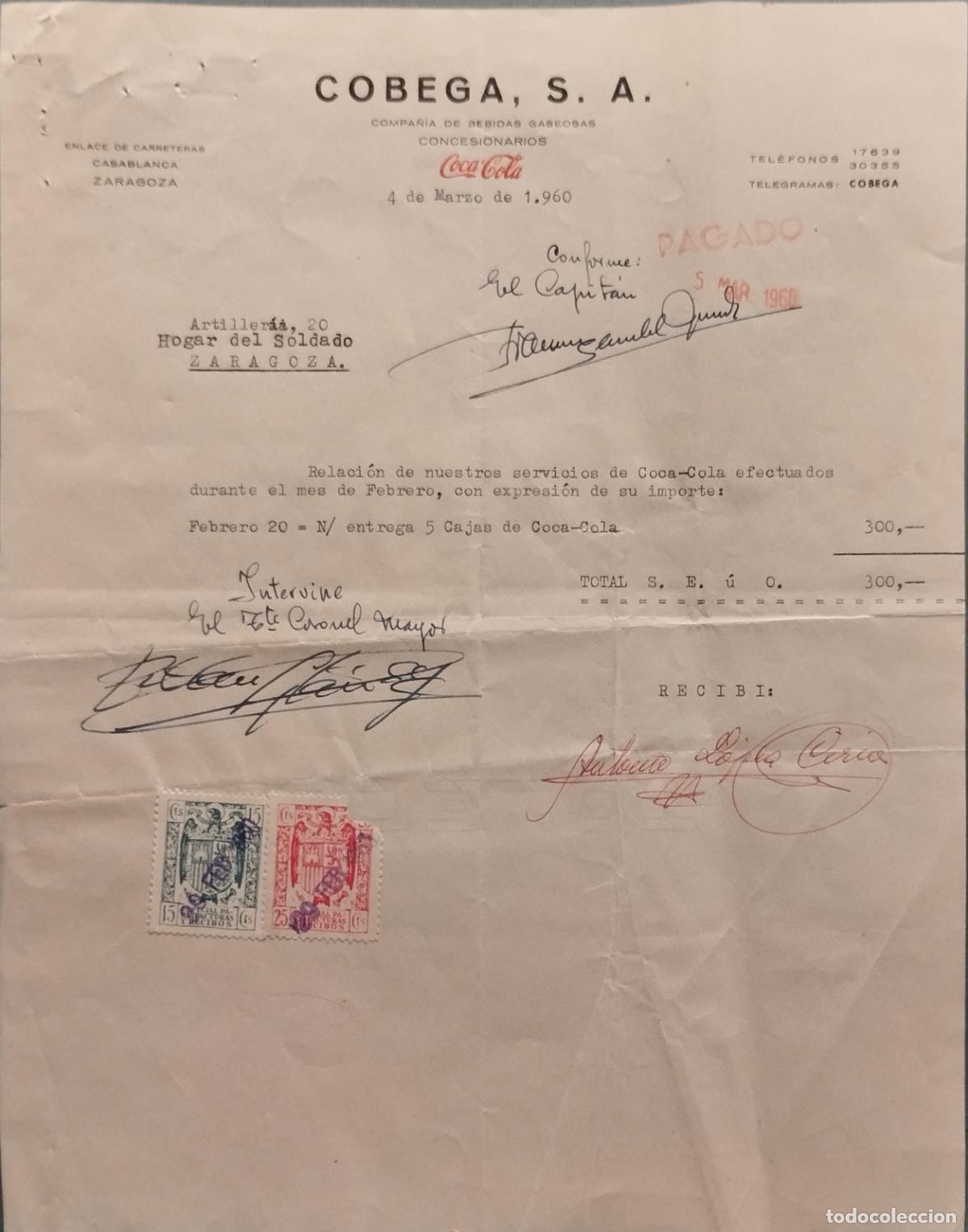 Commercial Letters: CONJUNTO DE SEIS FACTURAS, CARTAS COMERCIALES, HOJA PEDIDO DE COCA-COLA Y FANTA. VER FOTOS