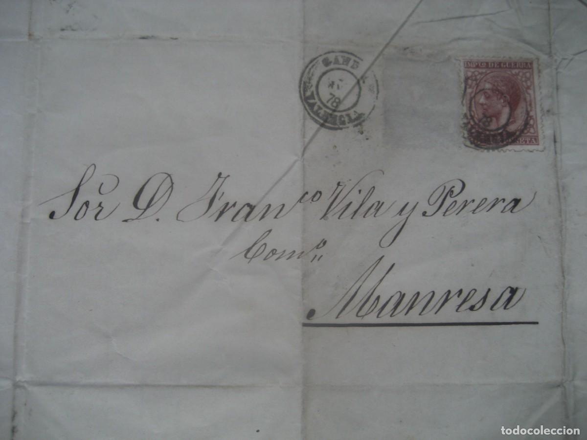 Lettere commerciali: CARTA COMERCIAL CON SELLOS. BARCELONA, MANRESA 1878. N&ordm;5