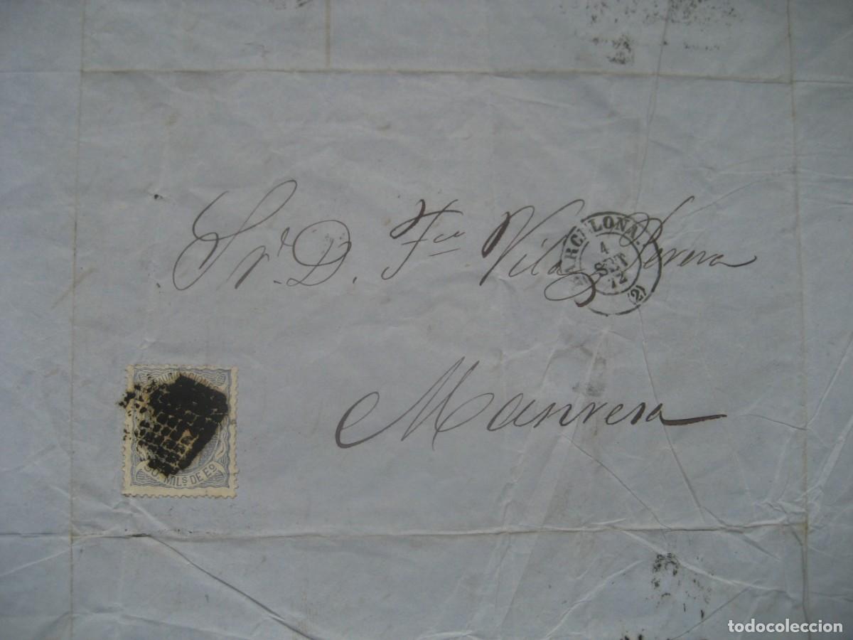 Cartas comerciales: CARTA COMERCIAL CON SELLOS. BARCELONA, MANRESA 1872. N&ordm;7