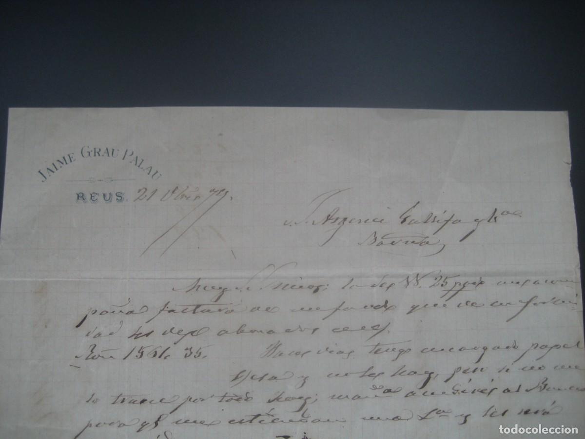 Cartas comerciales: CARTA COMERCIAL CON SELLOS. JAIME GRAU PALAU. REUS 1887. N&ordm;10