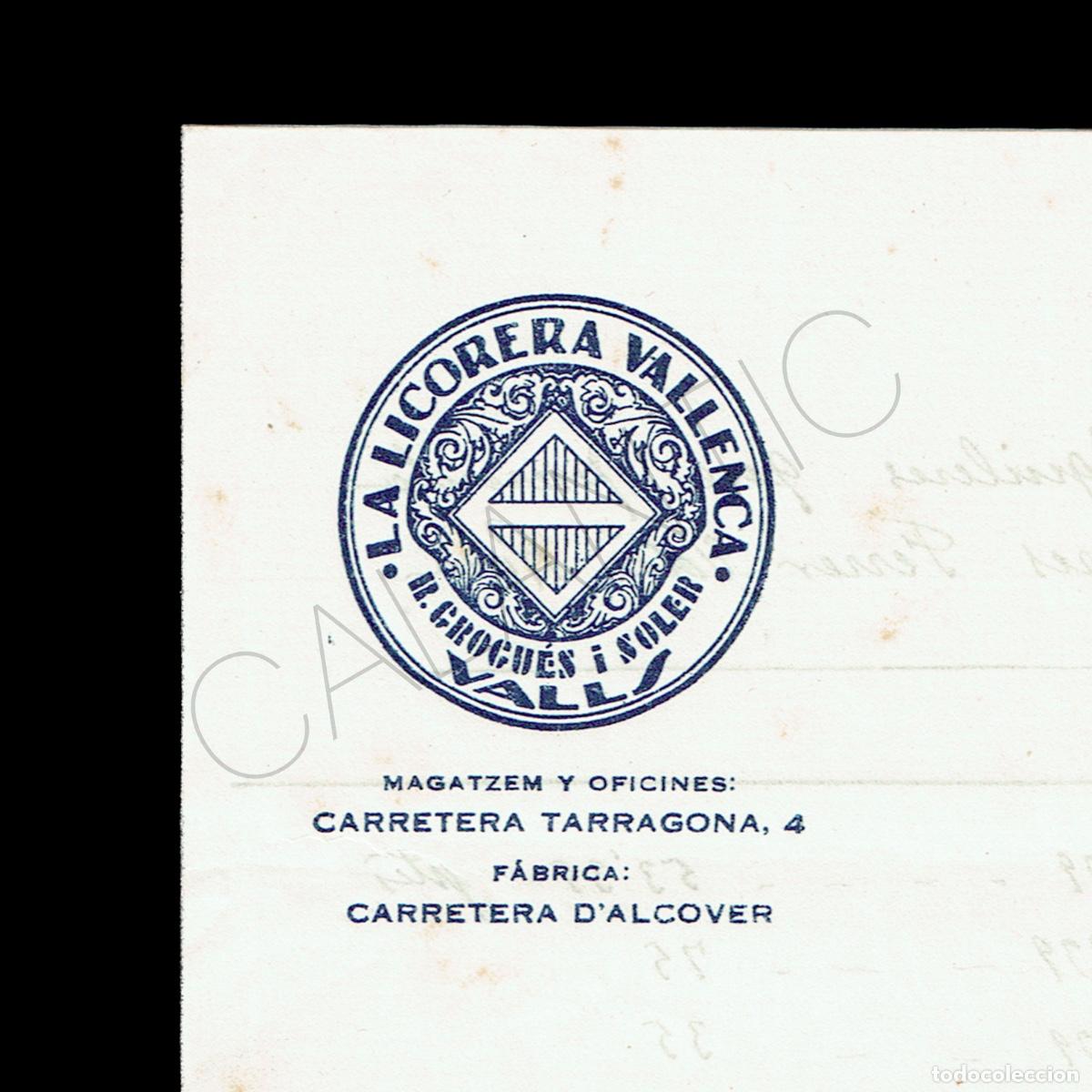 Cartas comerciales: Carta comercial La Licorera Vallenca &ndash; Rep&uacute;blica Espanyola &ndash; 1939