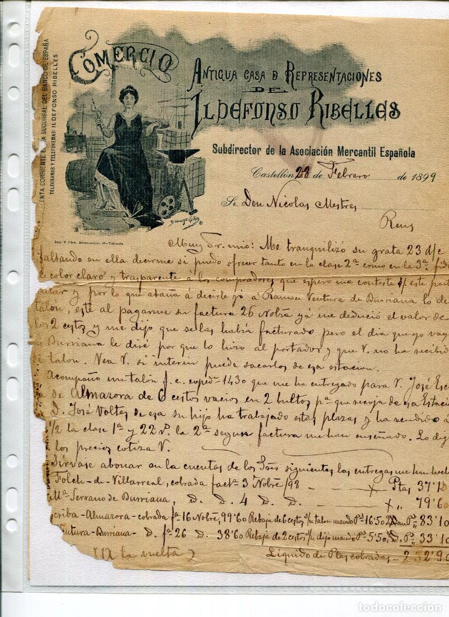 Cartas comerciales: CASTELL&Oacute;N-ANTIGUA CASA DE REPRESENTACIONES IDELFONSO RIBELLES-A&Ntilde;O 1899