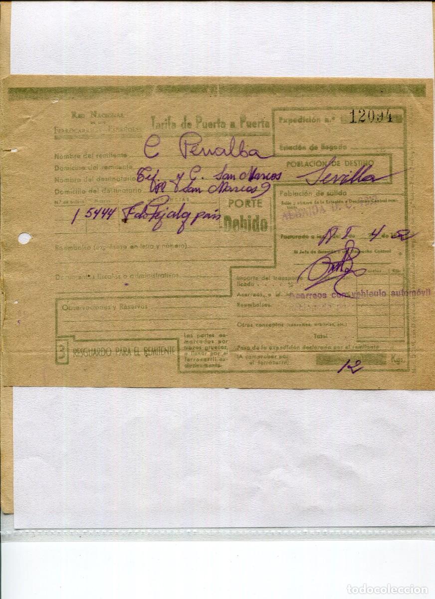 Cartas comerciales: ALBAIDA RECIBO DE FERROCARRIL A SEVILLA - Foto 1