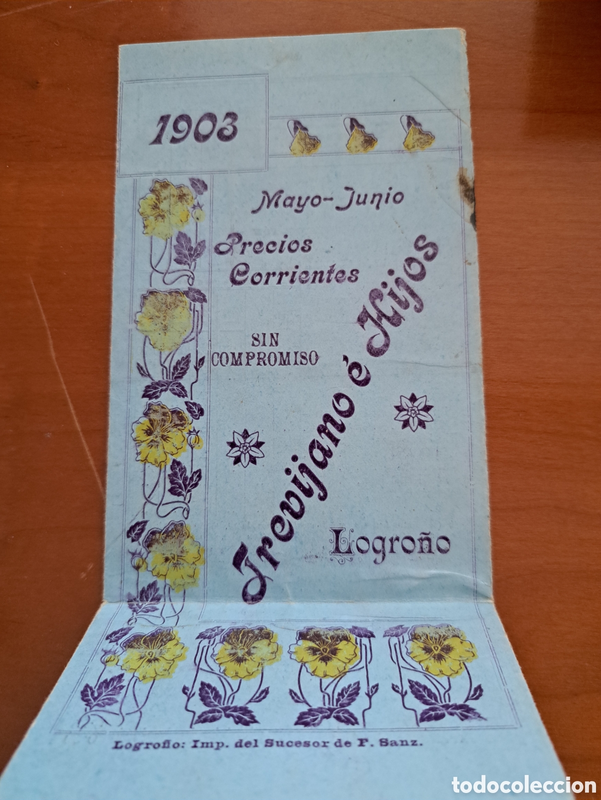 Cartas comerciales: Tarifa Precios 1903 Trevijano e Hijos Logro&ntilde;o