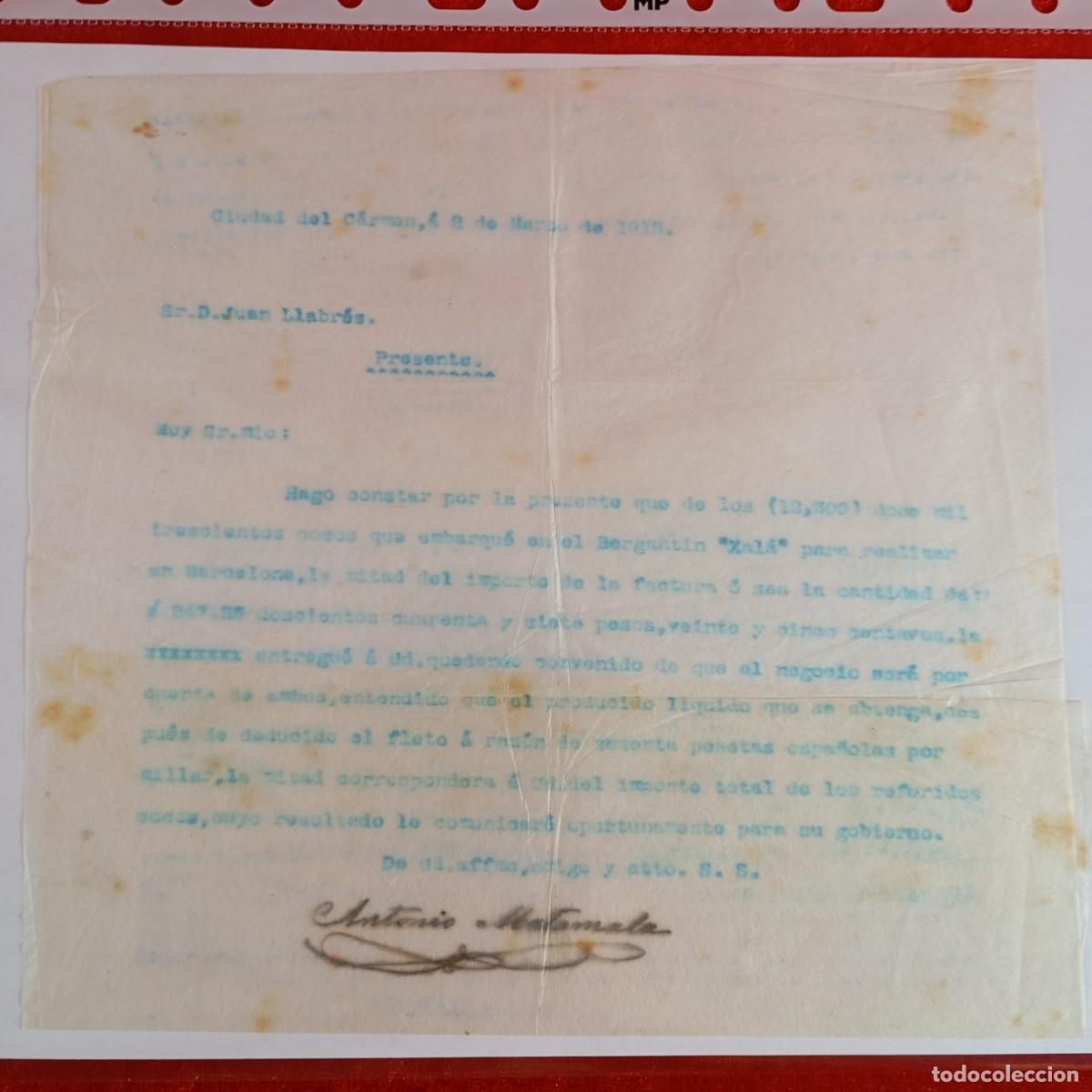 Cartas comerciales: CARTA COMERCIAL - JUAN LLABRES - ANTONIO MATAMALA - 1915 - HERMANOS MATAMALA - EXPORTACION / 3412