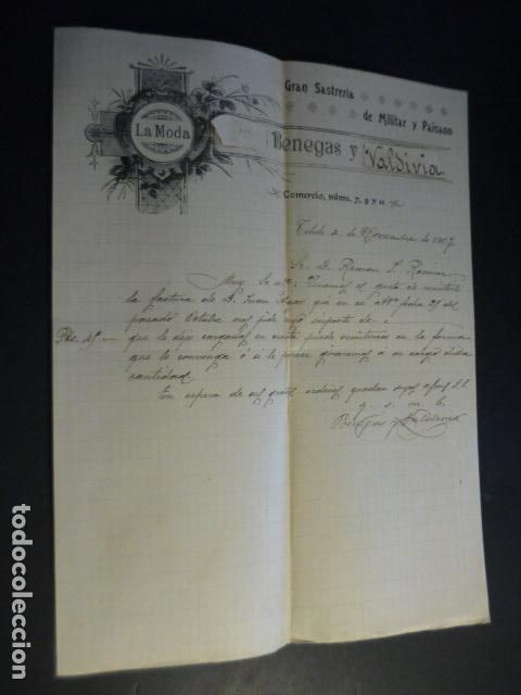 Cartas comerciales: TOLEDO SASTRERIA LA MODA CARTA 1907