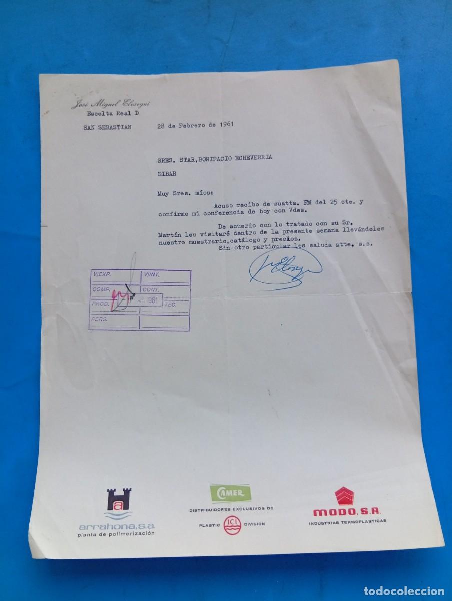 Cartas comerciales: CARTA COMERCIAL. SAN SEBASTIAN. 1961. JOSE MIGUEL ELOSEGUI, ESCOLTA REAL.