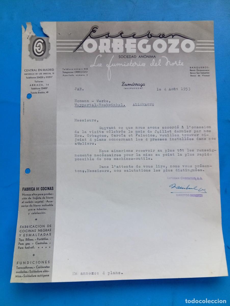 Cartas comerciales: CARTA COMERCIAL. ZUMARRAGA, GUIPUZCOA. 1953. LA FUMISTERIA DEL NORTE. ESTEBAN ORBEGOZO, S.A.