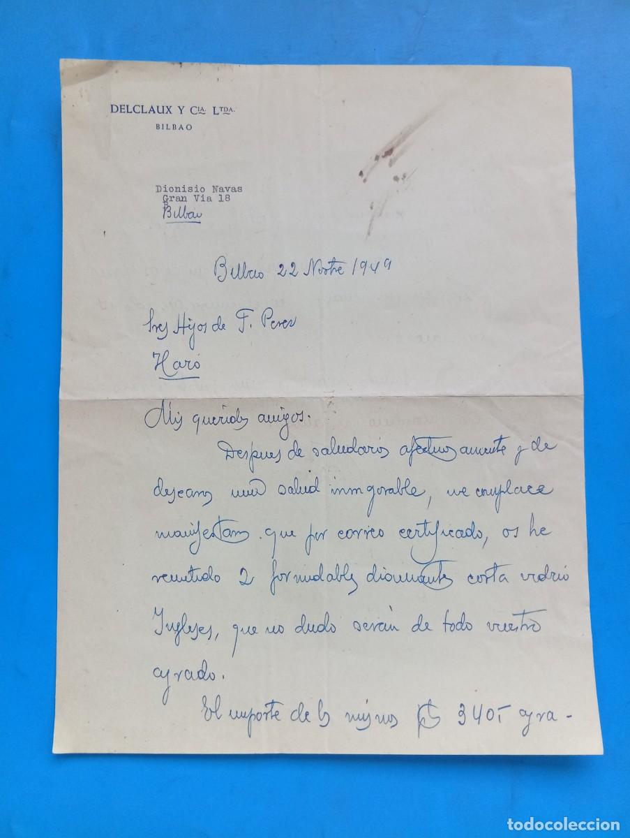 Cartas comerciales: CARTA COMERCIAL. BILBAO. 1949. DELCLAUX Y CIA.