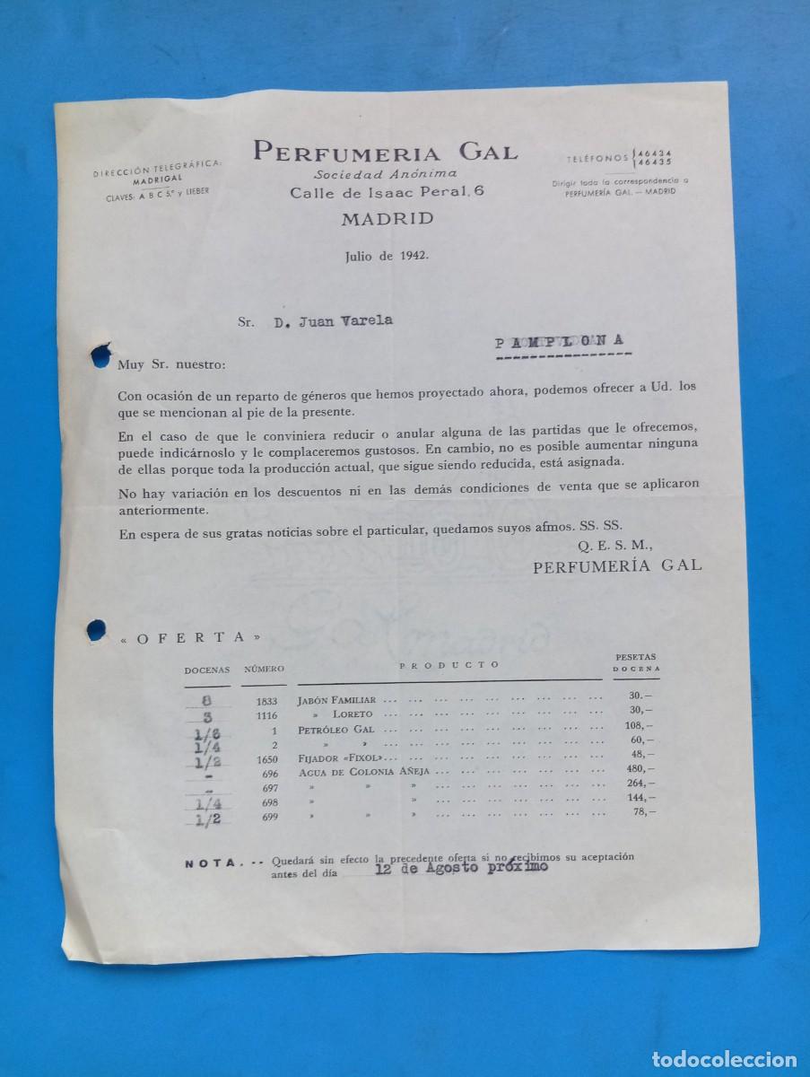 Cartas comerciales: CARTA COMERCIAL. MADRID. 1942. PERFUMERIA GAL. S.A.