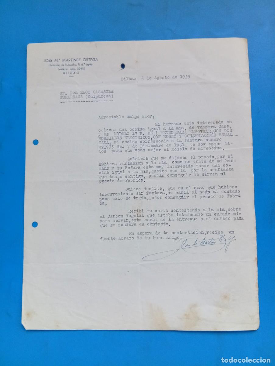 Cartas comerciales: CARTA COMERCIAL. BILBAO. 1953. JOSE M&ordf;. MARTINEZ ORTEGA.