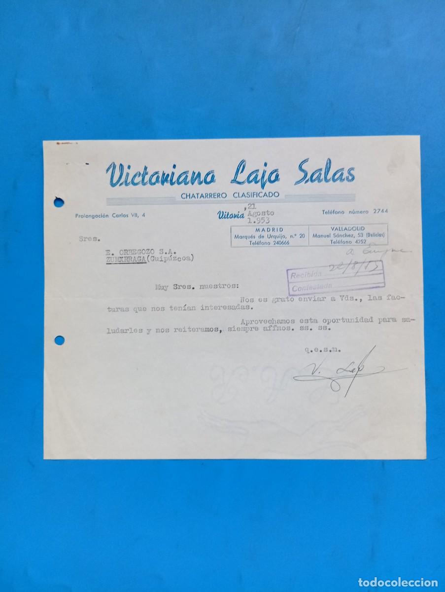 Cartas comerciales: CARTA COMERCIAL. VITORIA. 1953. CHATARRERO CLASIFICADO. VICTORIANO LAJA SALAS.