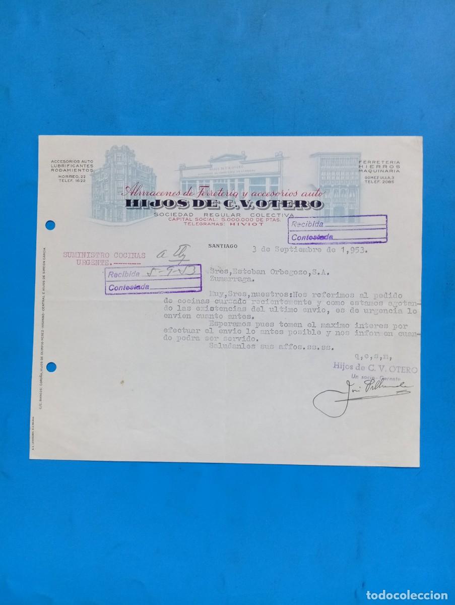 Cartas comerciales: CARTA COMERCIAL. SANTIAGO. 1953. ALMACENES DE FERRETERIA Y ACCESORIOS AUTO. HIJOS DE C. VOTERO.