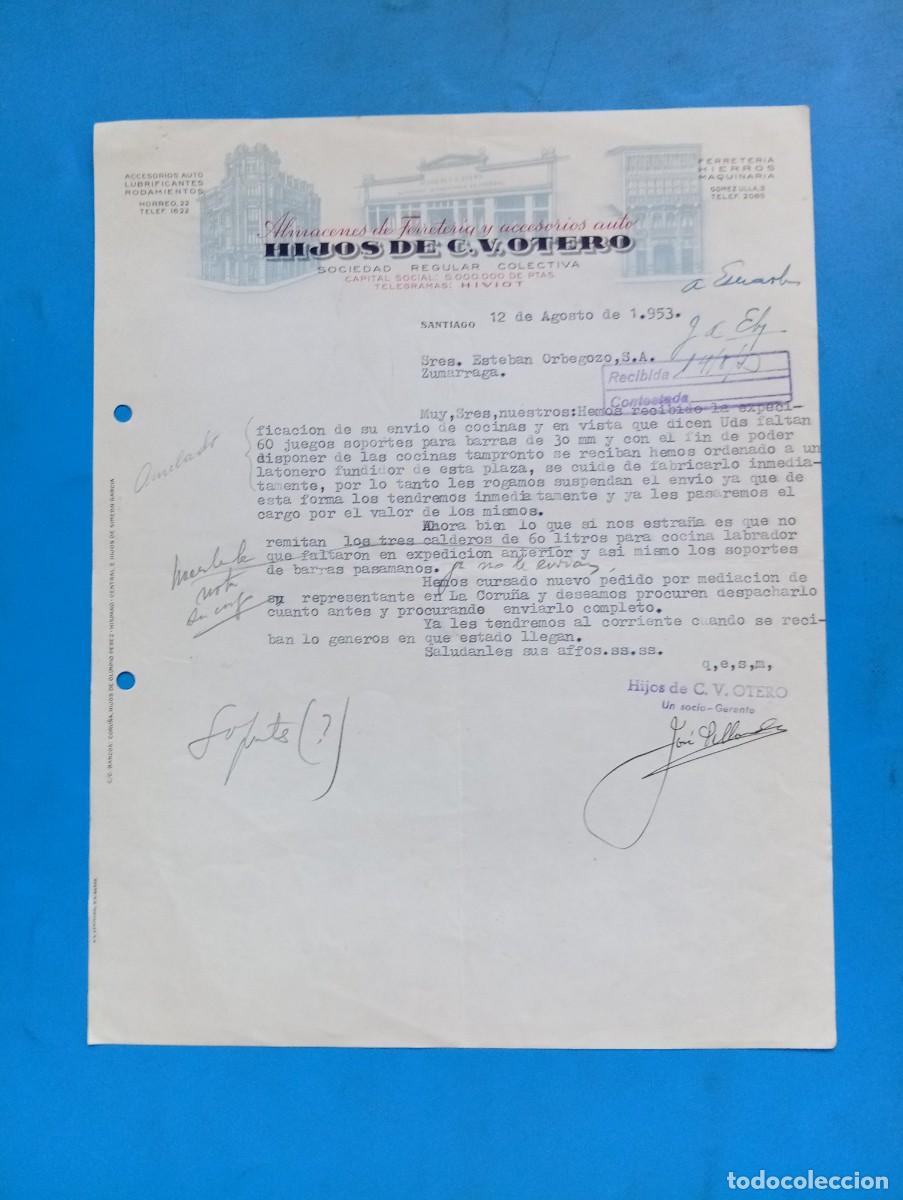 Cartas comerciales: CARTA COMERCIAL. SANTIAGO. 1953. ALMACENES DE FERRETERIA Y ACCESORIOS AUTO. HIJOS DE C. VOTERO.