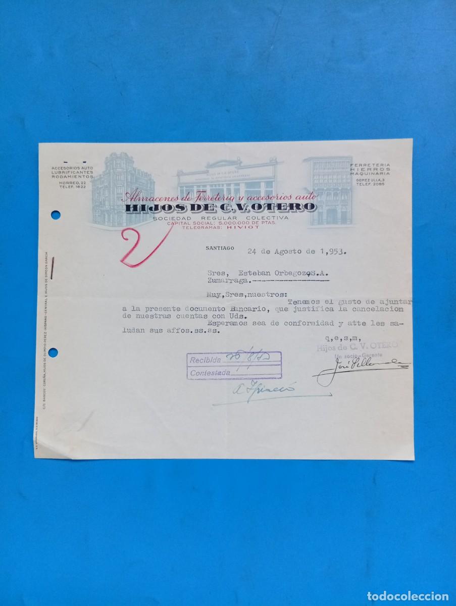 Cartas comerciales: CARTA COMERCIAL. SANTIAGO. 1953. ALMACENES DE FERRETERIA Y ACCESORIOS AUTO. HIJOS DE C. VOTERO.