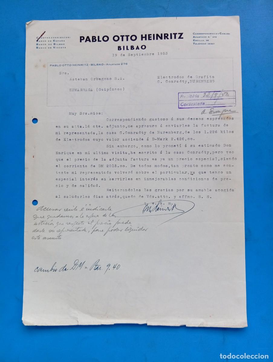 Cartas comerciales: CARTA COMERCIAL. BILBAO. 1953. PABLO OTTO HEINRITZ.