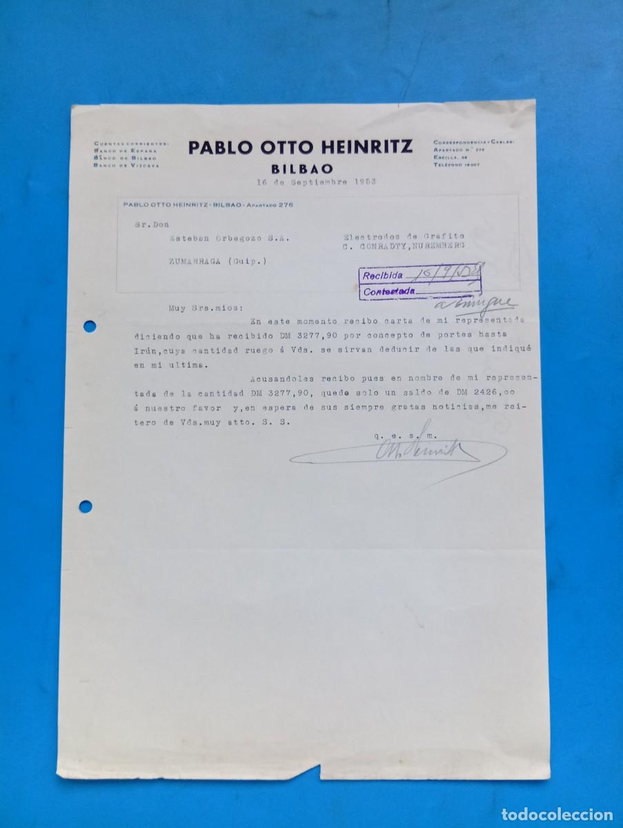 Cartas comerciales: CARTA COMERCIAL. BILBAO. 1953. PABLO OTTO HEINRITZ.