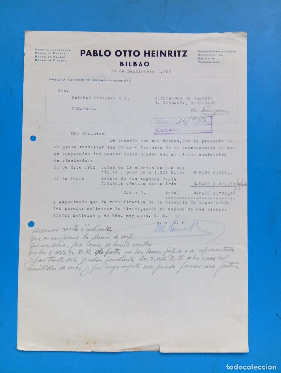 Cartas comerciales: CARTA COMERCIAL. BILBAO. 1953. PABLO OTTO HEINRITZ.