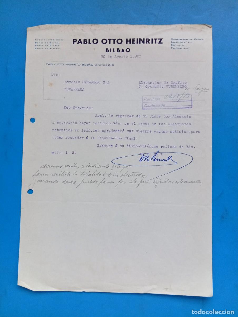 Cartas comerciales: CARTA COMERCIAL. BILBAO. 1953. PABLO OTTO HEINRITZ.
