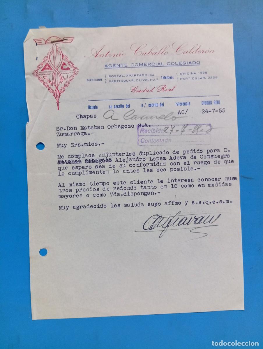 Cartas comerciales: CARTA COMERCIAL. CIUDAD REAL. 1955. ANTONIO CABALLO CALDERON. AGENTE COMERCIAL COLEGIADO.