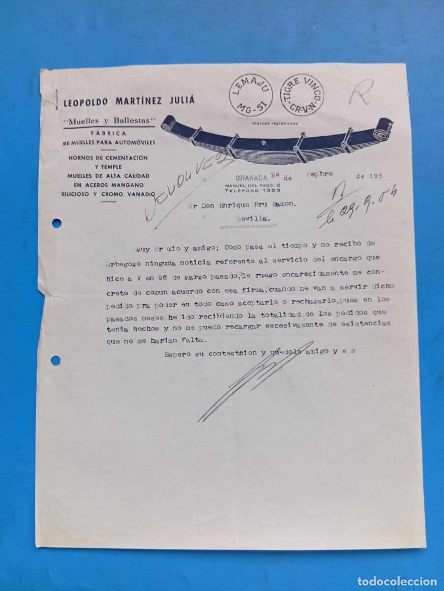 Cartas comerciales: CARTA COMERCIAL. SEVILLA. 1955. LEOPOLDO MARTINEZ JULIA. MUELLES Y BALLESTAS. FABRICA DE MUEBLES.