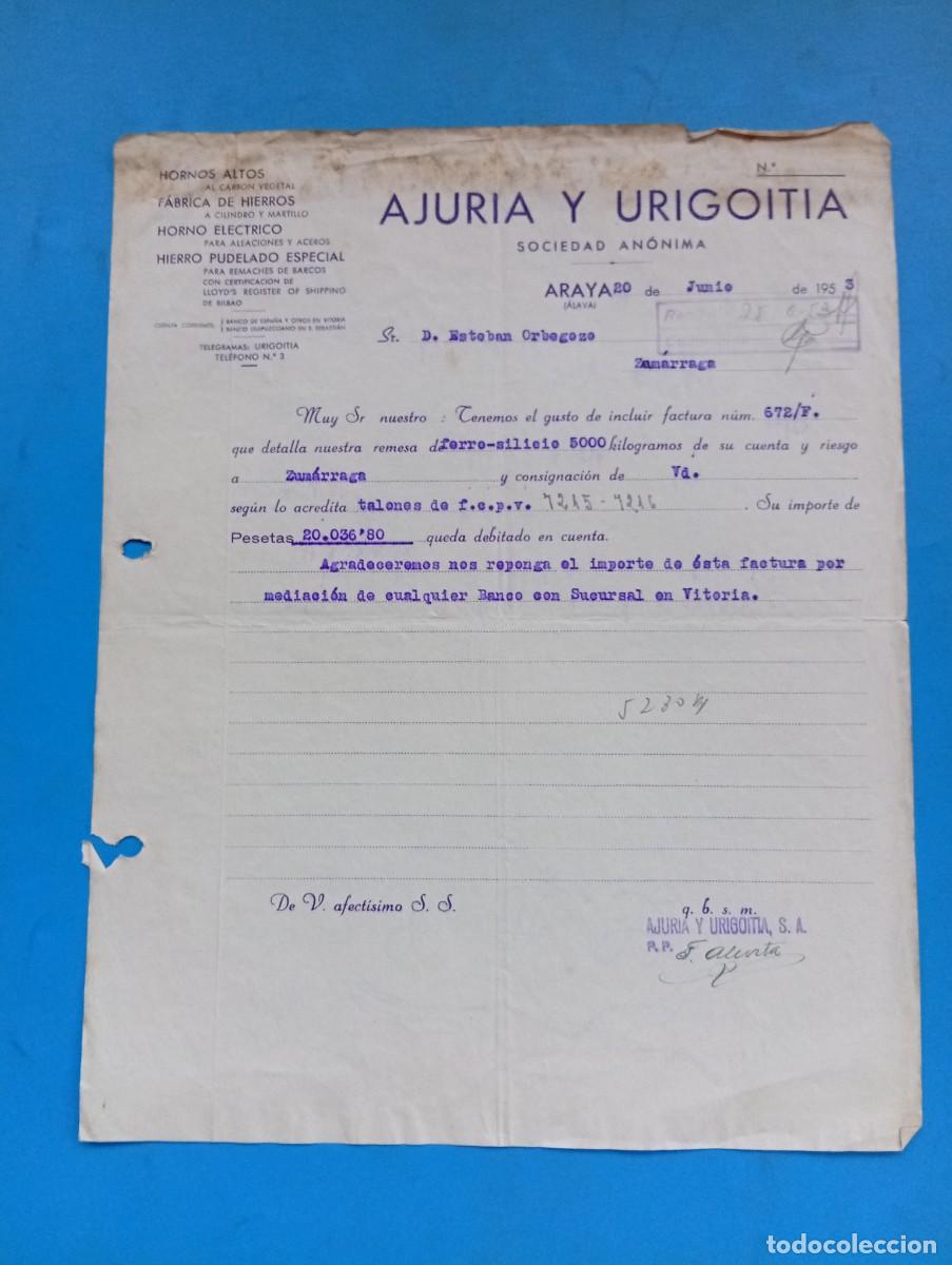 Cartas comerciales: CARTA COMERCIAL. ARAYA, ALAVA. 1953. HORNOS ALTOS. AJURIA Y URIGOITIA.