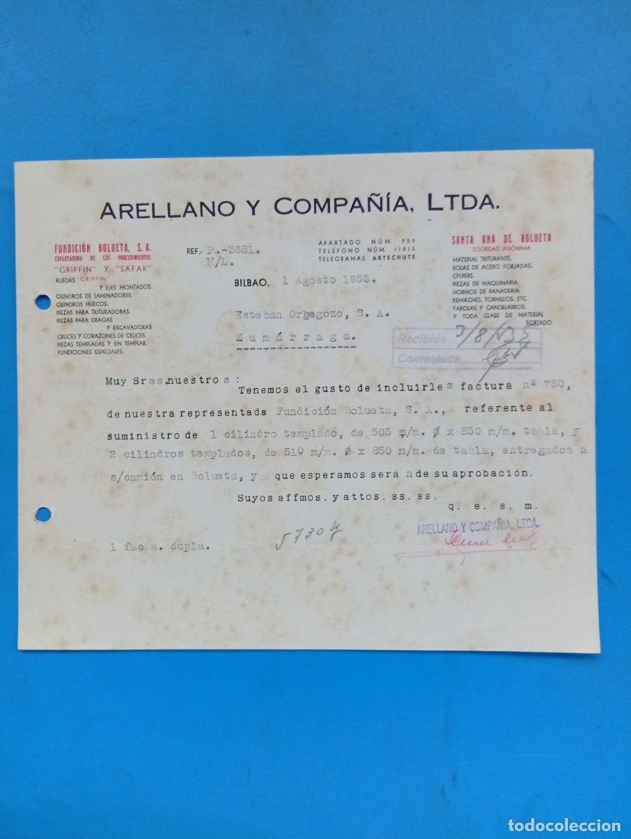 Cartas comerciales: CARTA COMERCIAL. BILBAO. 1953. ARELLANO Y COMPA&Ntilde;IA, LTDA.