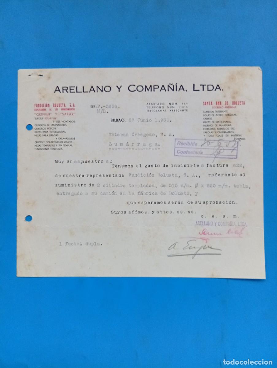 Cartas comerciales: CARTA COMERCIAL. BILBAO. 1953. ARELLANO Y COMPA&Ntilde;IA, LTDA.