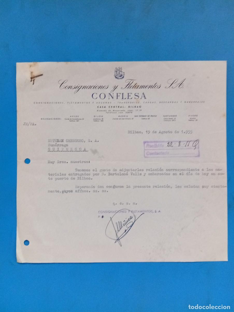 Cartas comerciales: CARTA COMERCIAL. BILBAO. 1953. CONSIGNACIONES Y FLETAMENTOS, S.A. CONFLESA.