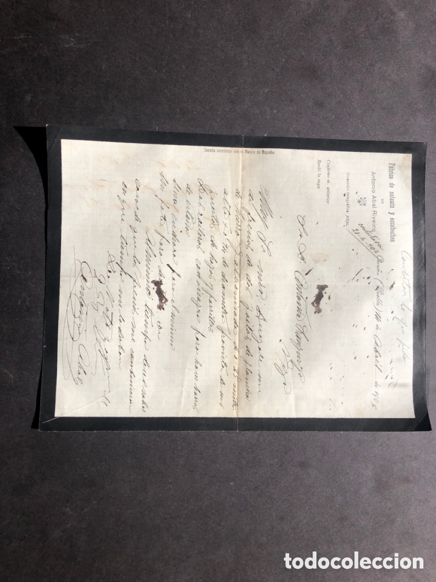 Cartas comerciales: Carta comercial fabrica de salaz&oacute;n y escabeches ANTONIO ABAL RIVEIRO CORU&Ntilde;A VIGO
