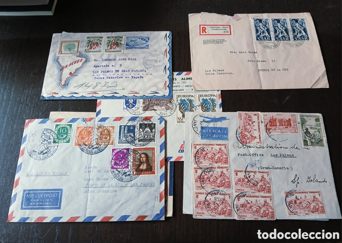 Cartas comerciales: colecci&oacute;n cartas circuladas correo a&eacute;reo pa&iacute;ses y colonias del mundo a&ntilde;os 50