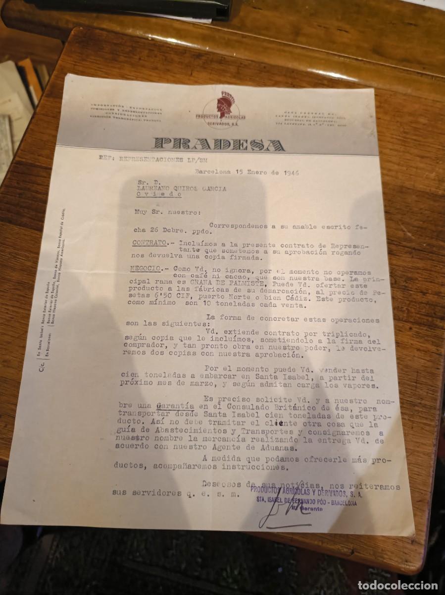 Cartas comerciales: CARTA COMERCIAL. OVIEDO BARCELONA. A&Ntilde;O 1946. MONTEPIO COMERCIAL PRADESA