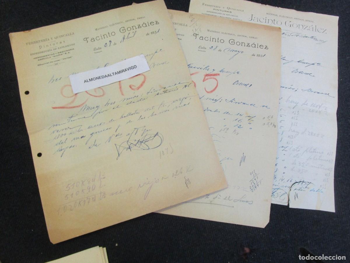 Cartas comerciales: LALIN PONTEVEDRA 1931 &rdquo; JACINTO GONZALEZ &rdquo;- FERRETERIA HERRAMIENTAS EXPLOSIVOS - 3 CARTAS A ORENSE